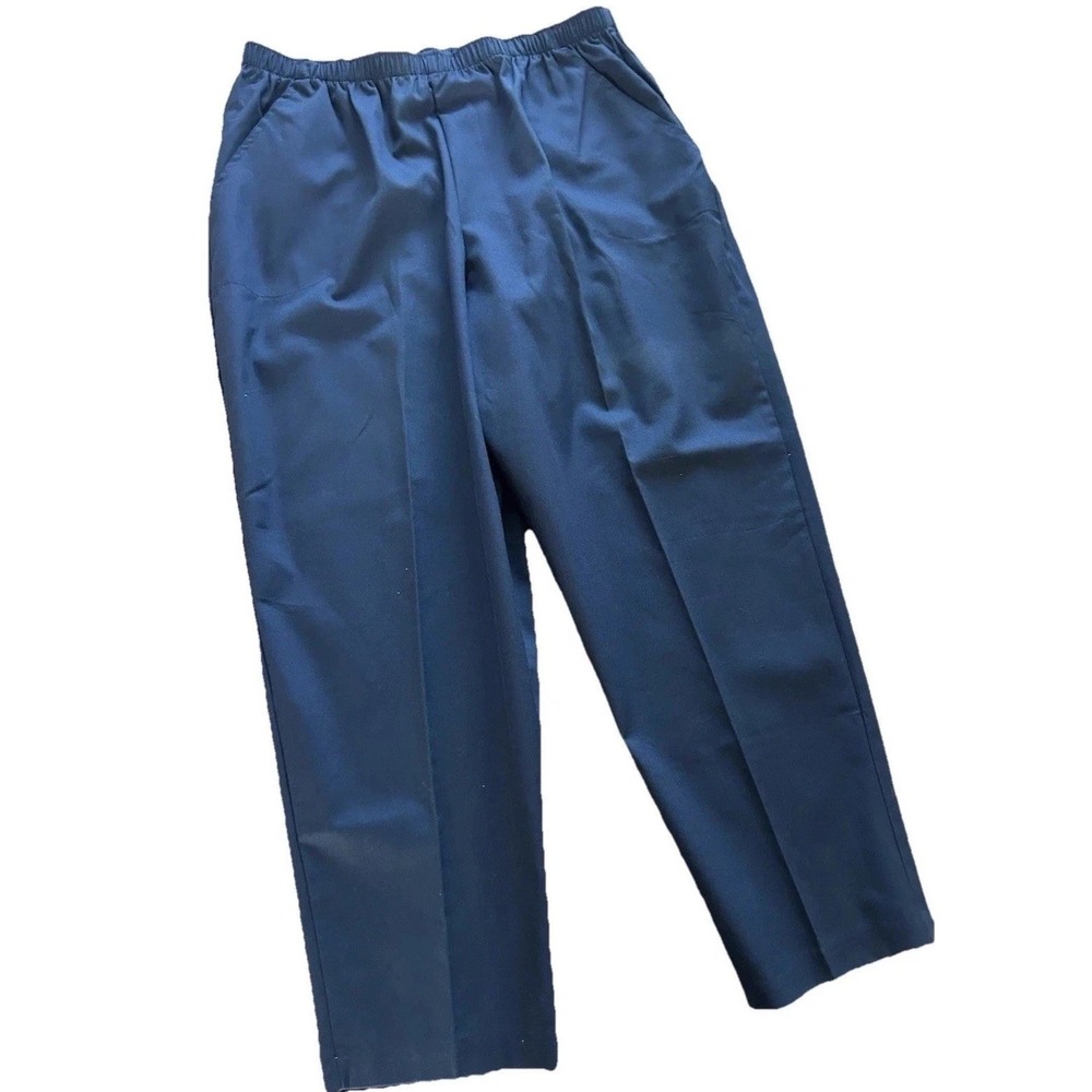 New Women's Act III Pants 22W Navy Elastic Waist Pockets Plus Size 22 Inseam 29"